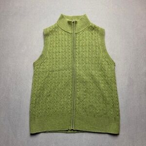 Pendleton Zip Knit Sweater Vest Green Wool Blend Size M